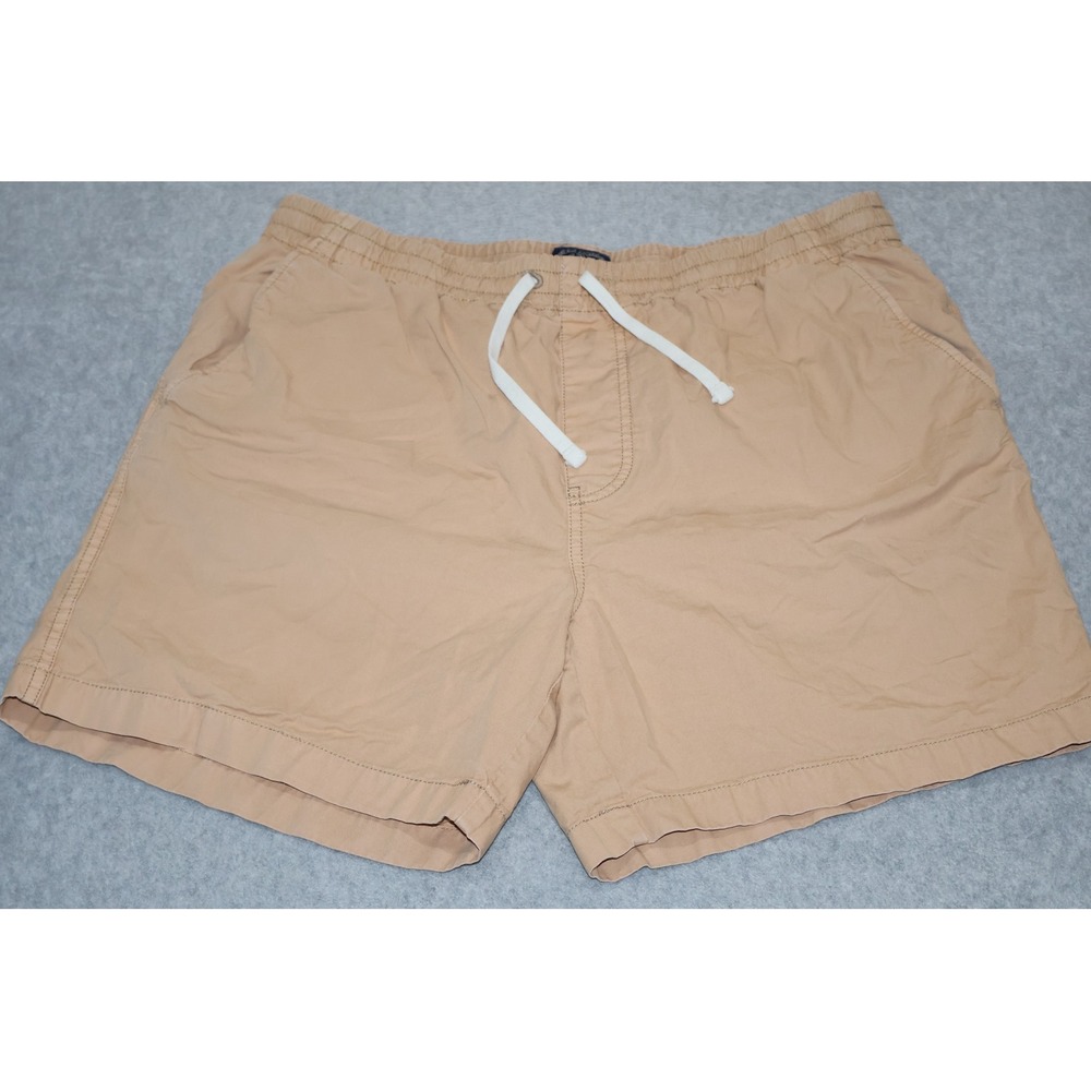 J Crew Shorts Mens Large Tan Drawstring Elastic Waist Cotton Blend 6" Inseam